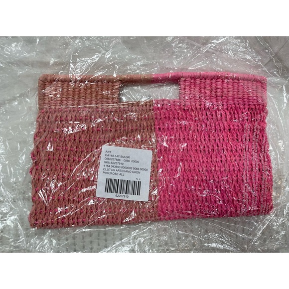 Anthropologie Colorblocked Straw Clutch -Pink- NWT - Picture 5 of 9
